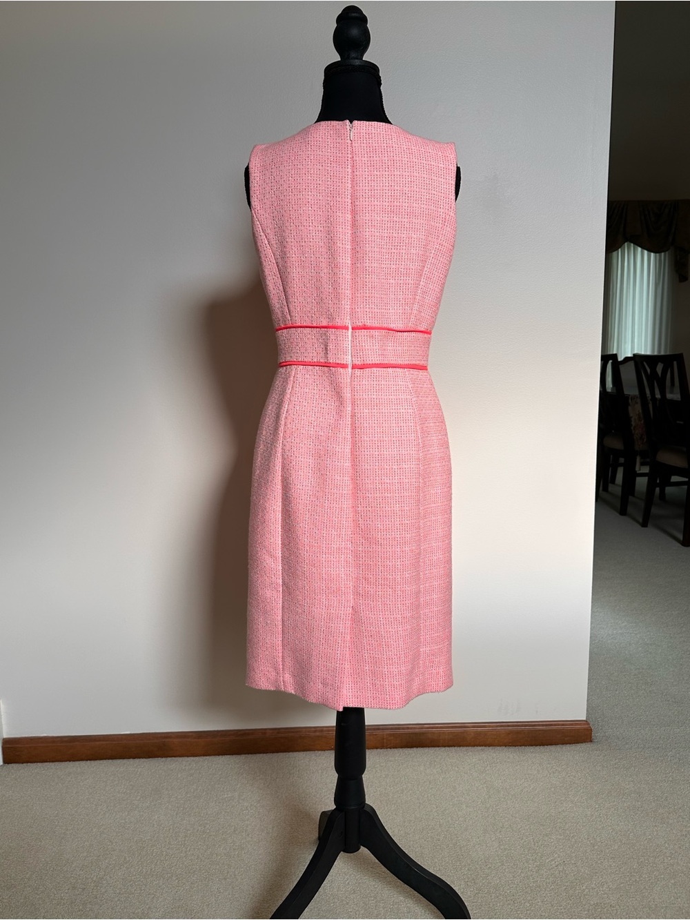 ANTONIO MELANI Coral Tweed Midi Sheath with Coral Trim - Picture 7 of 10